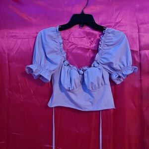 Purple Frill Trim Crop Top